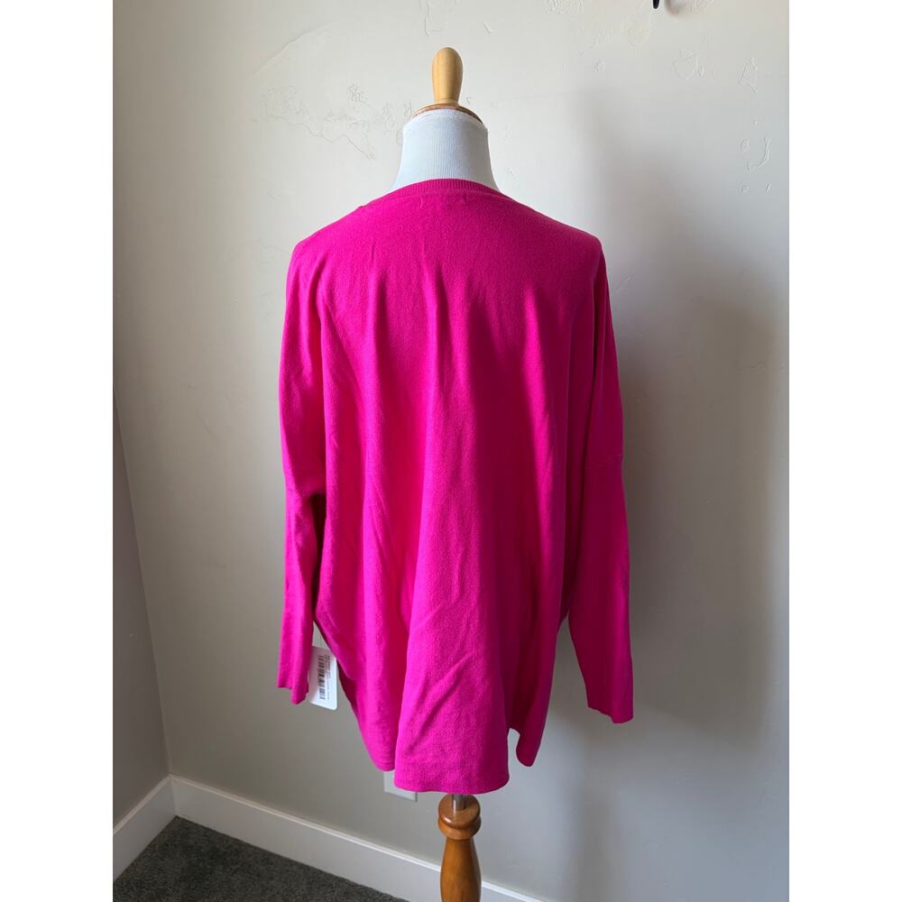 Tea n Rose Hot Pink Oversized Pocket Sweater Sz M/L Casual Comfy Cozy Chic - Picture 7 of 8